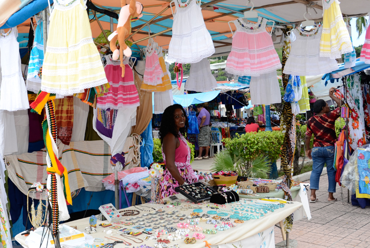 The morning market on Marigot Harbor